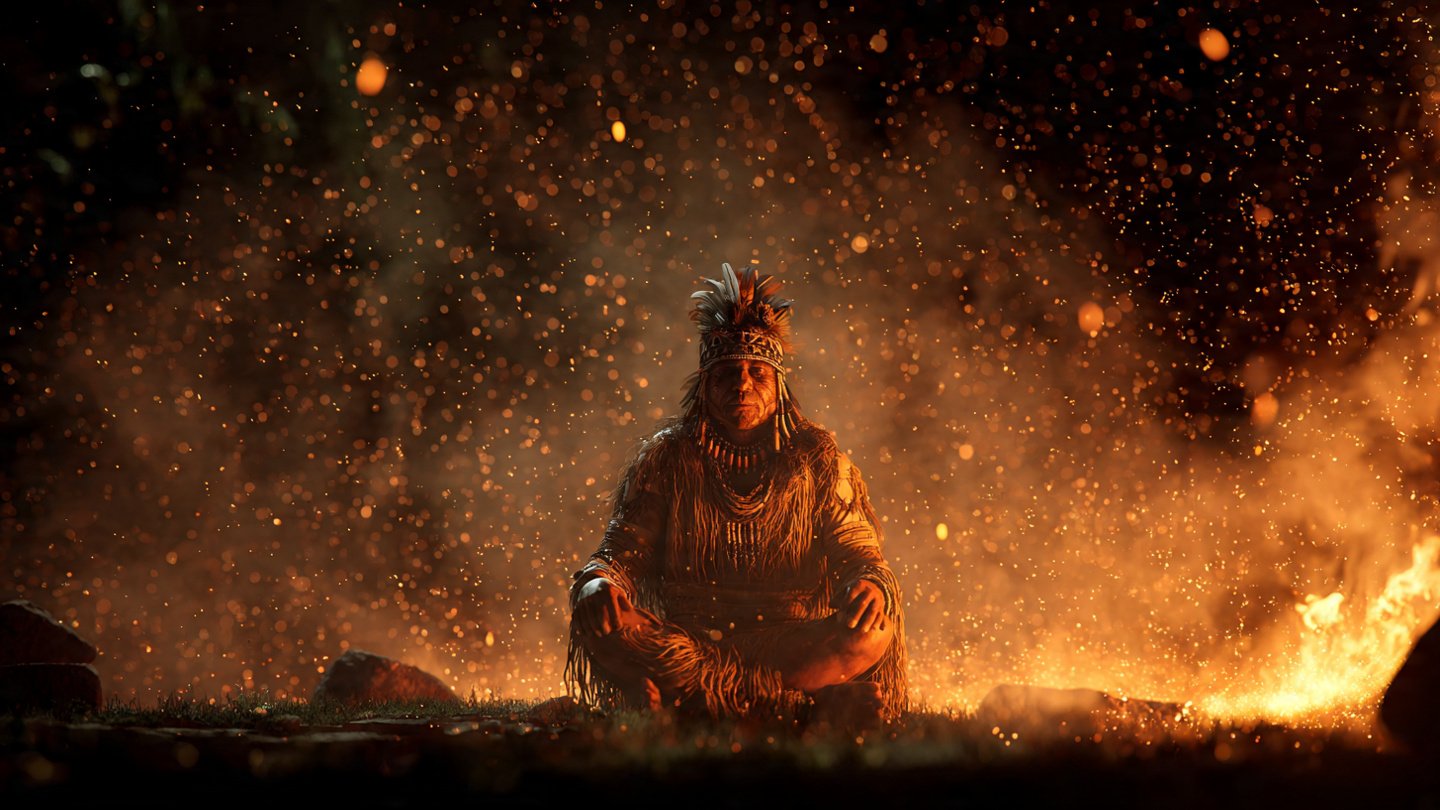 ancient shaman sitting in front of a sacred fire a (11)